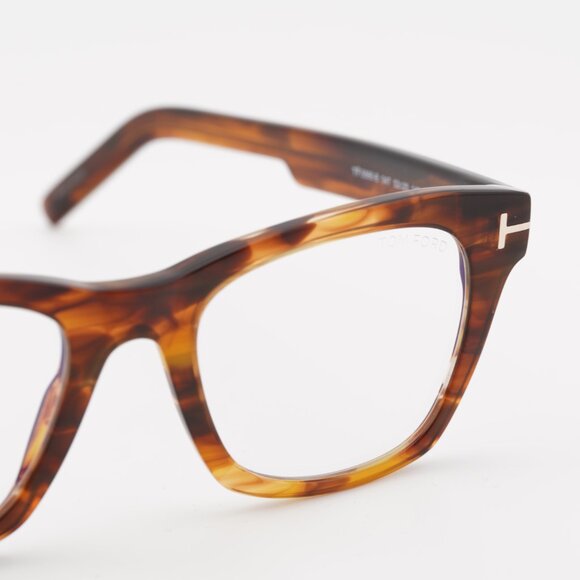 Tom Ford FT5886-B 047 Eyeglasses Light Brown 52mm Square Frame, Blue Light Block - Picture 2 of 10